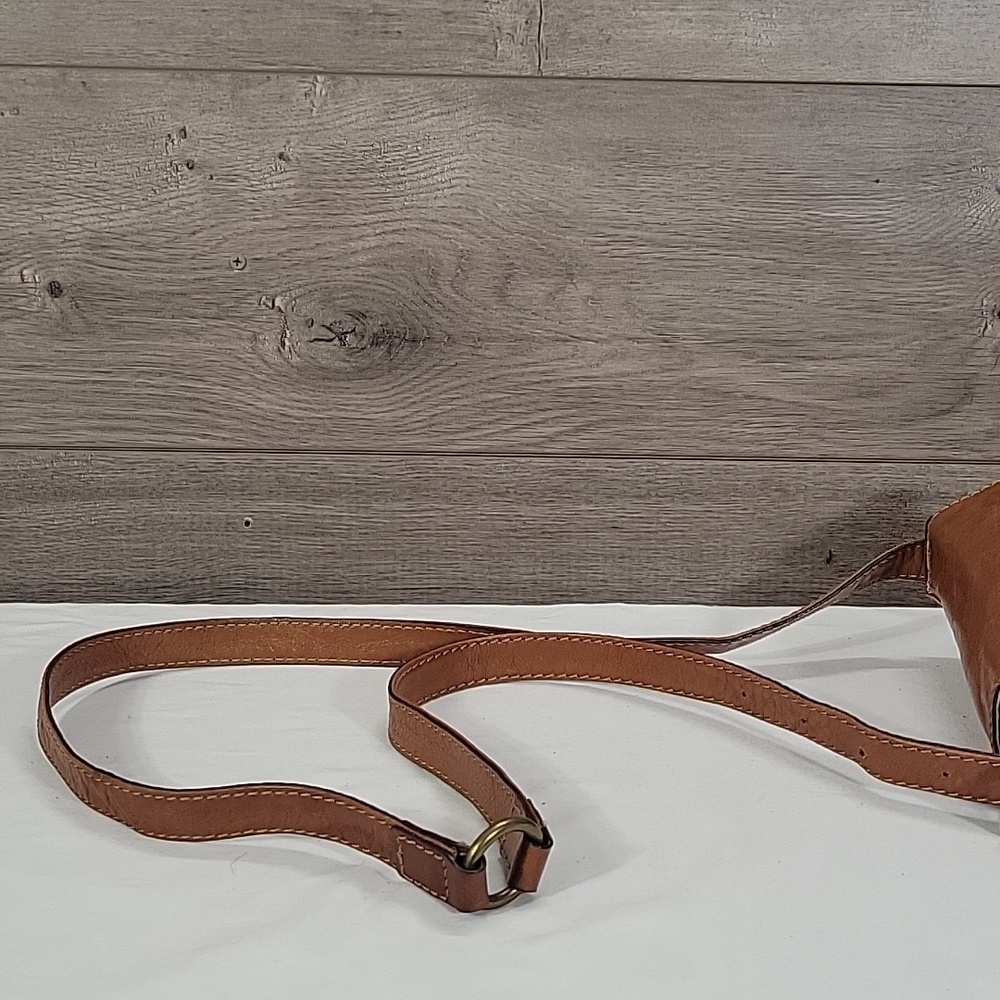 Frye Studded Brown Leather Buckle Crossbody Shoulder Bag Purse Handbag - Picture 6 of 16